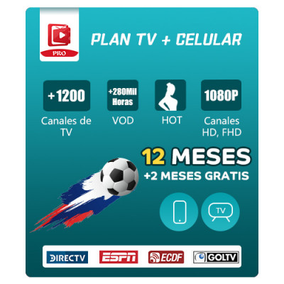 Plan TV + Celular (Anual 12 + 2 Meses Gratis) 